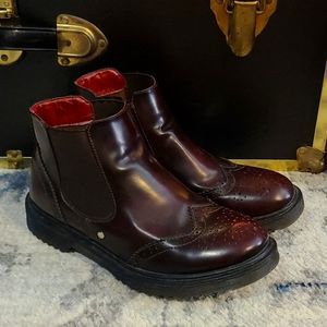 Wine red combat boots